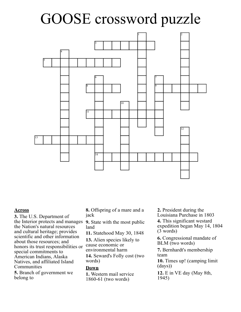 GOOSE crossword puzzle
