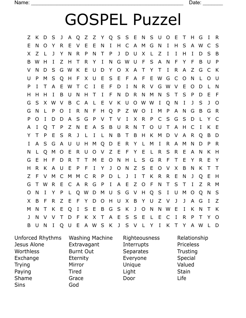 GOSPEL Puzzel Word Search