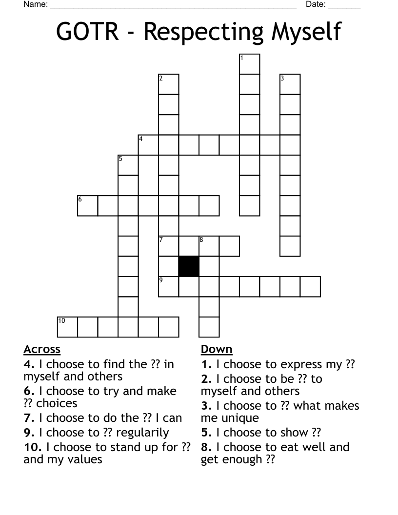 GOTR - Respecting Myself Crossword