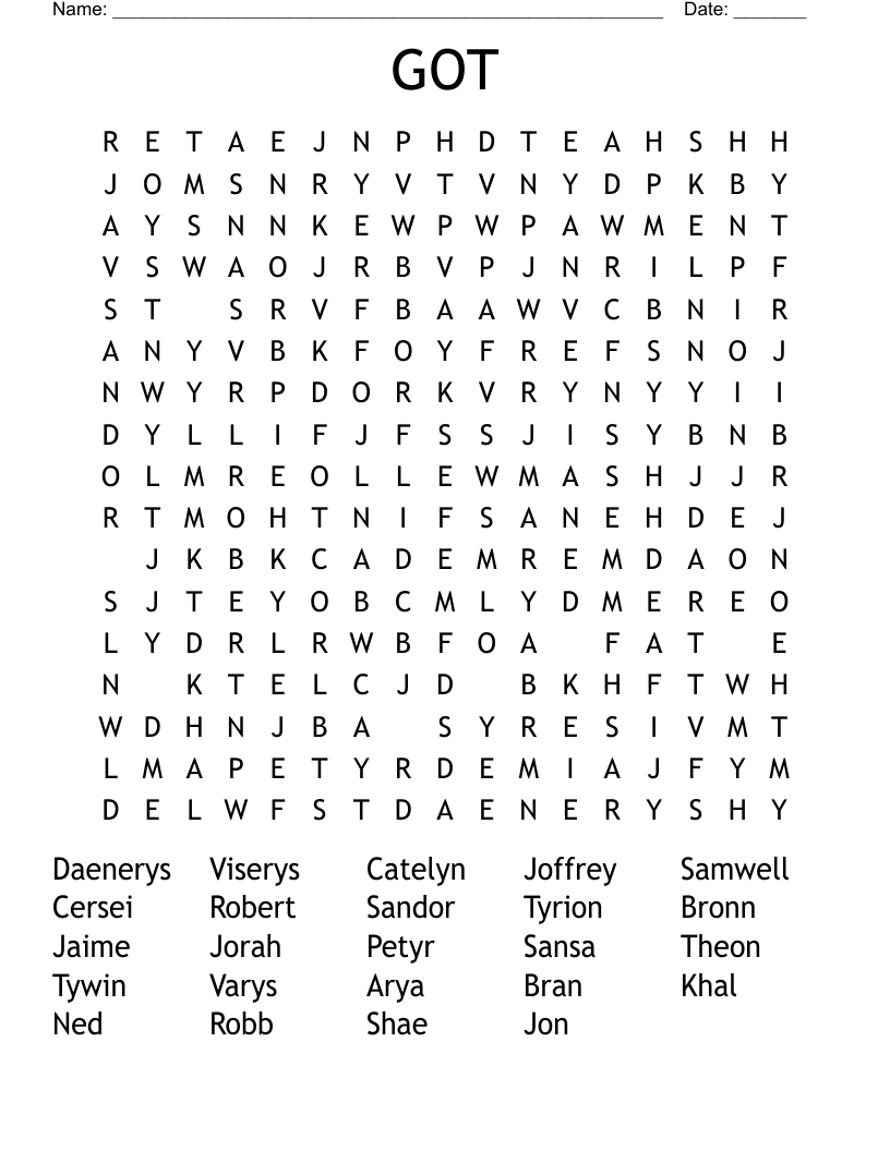 GOT Word Search