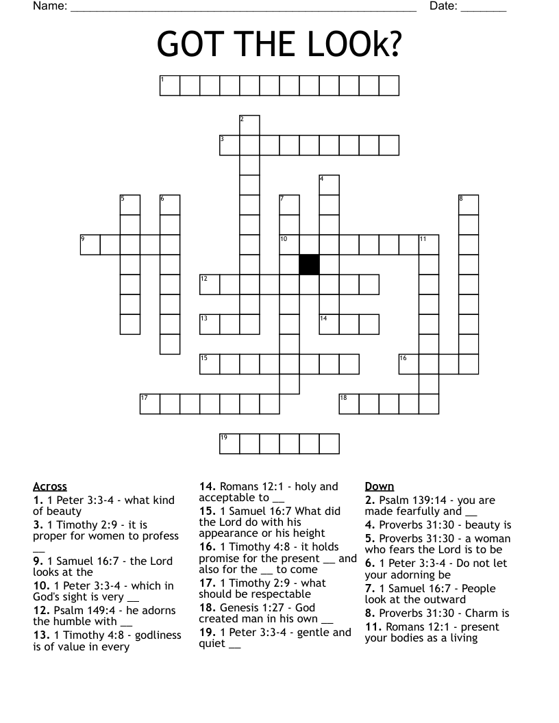 GOT THE LOOk? Crossword