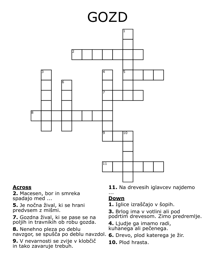 GOZD Crossword