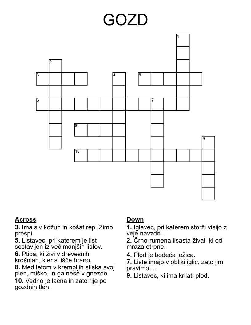 GOZD Crossword