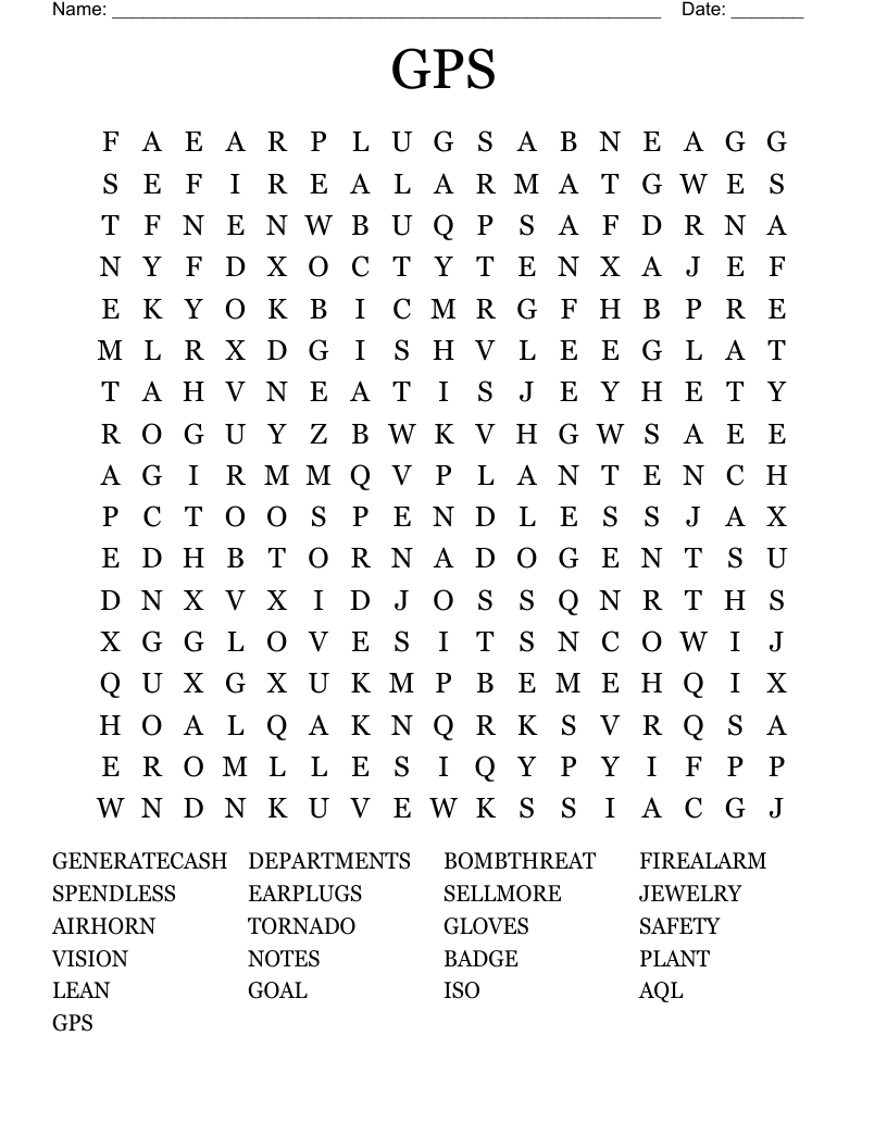 GPS Word Search