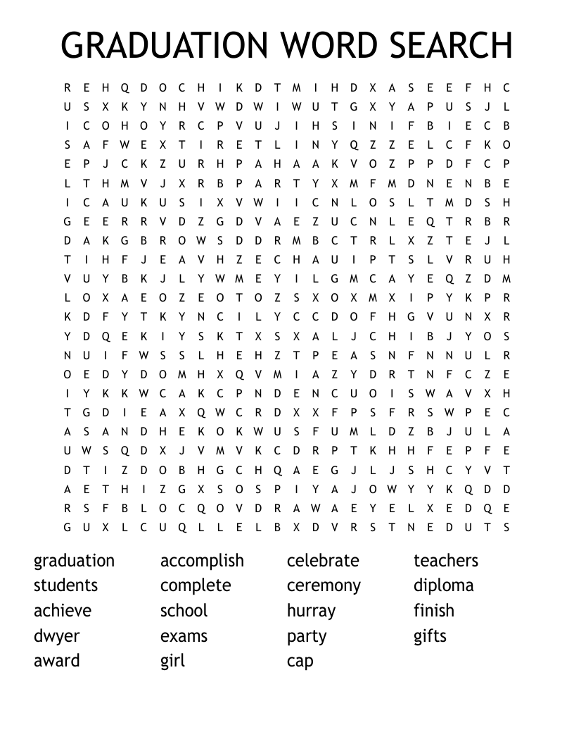 GRADUATION WORD SEARCH