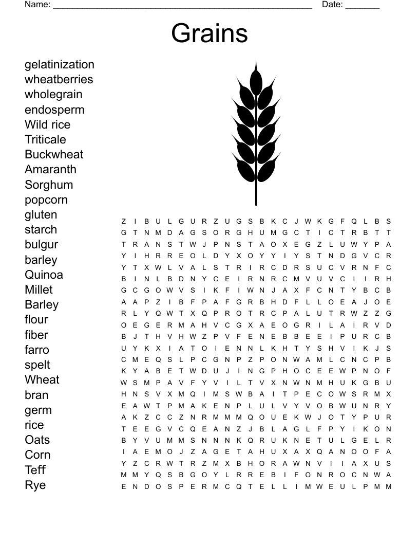 Grains Word Search