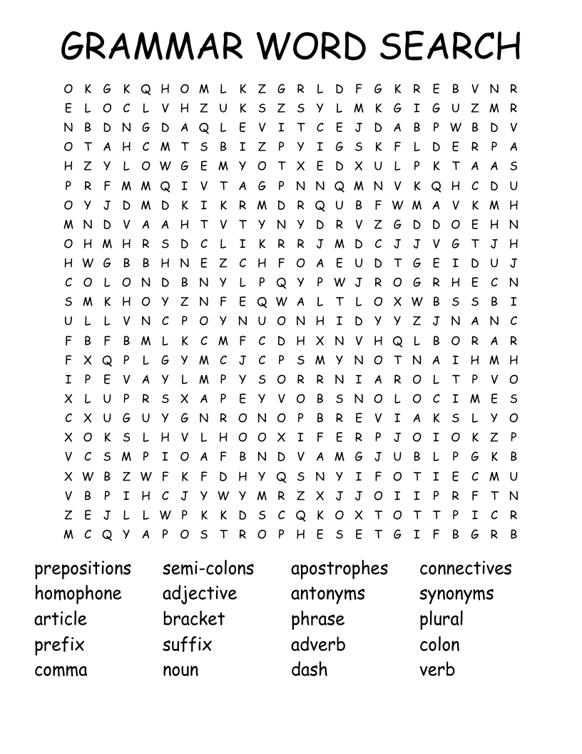 GRAMMAR WORD SEARCH