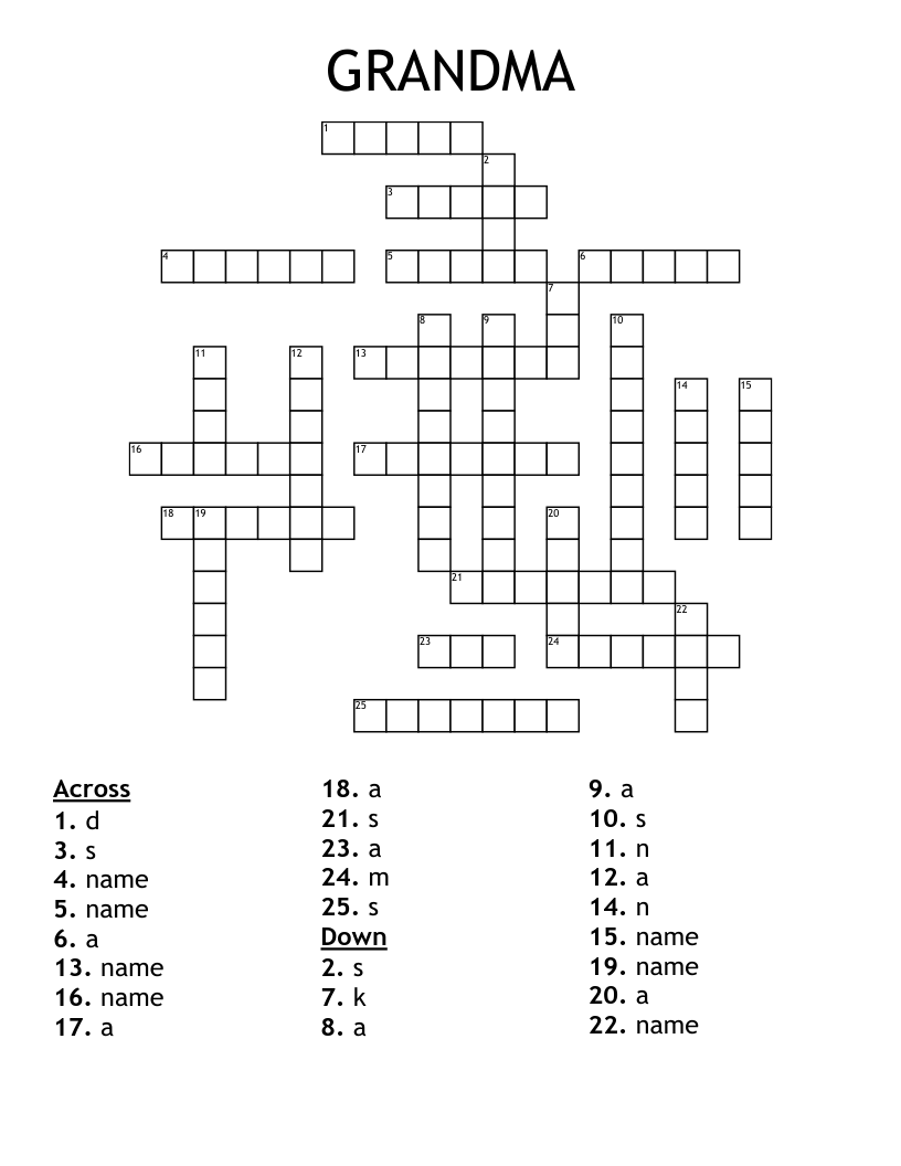 GRANDMA Crossword