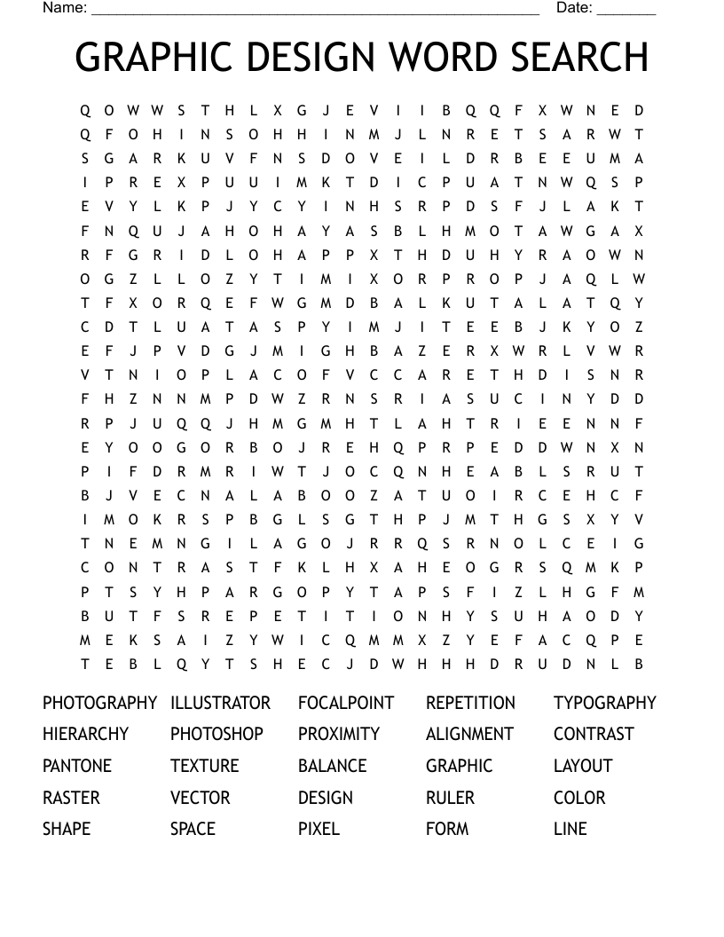 GRAPHIC DESIGN WORD SEARCH