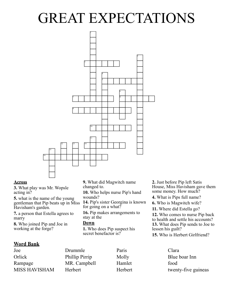 GREAT EXPECTATIONS  Crossword