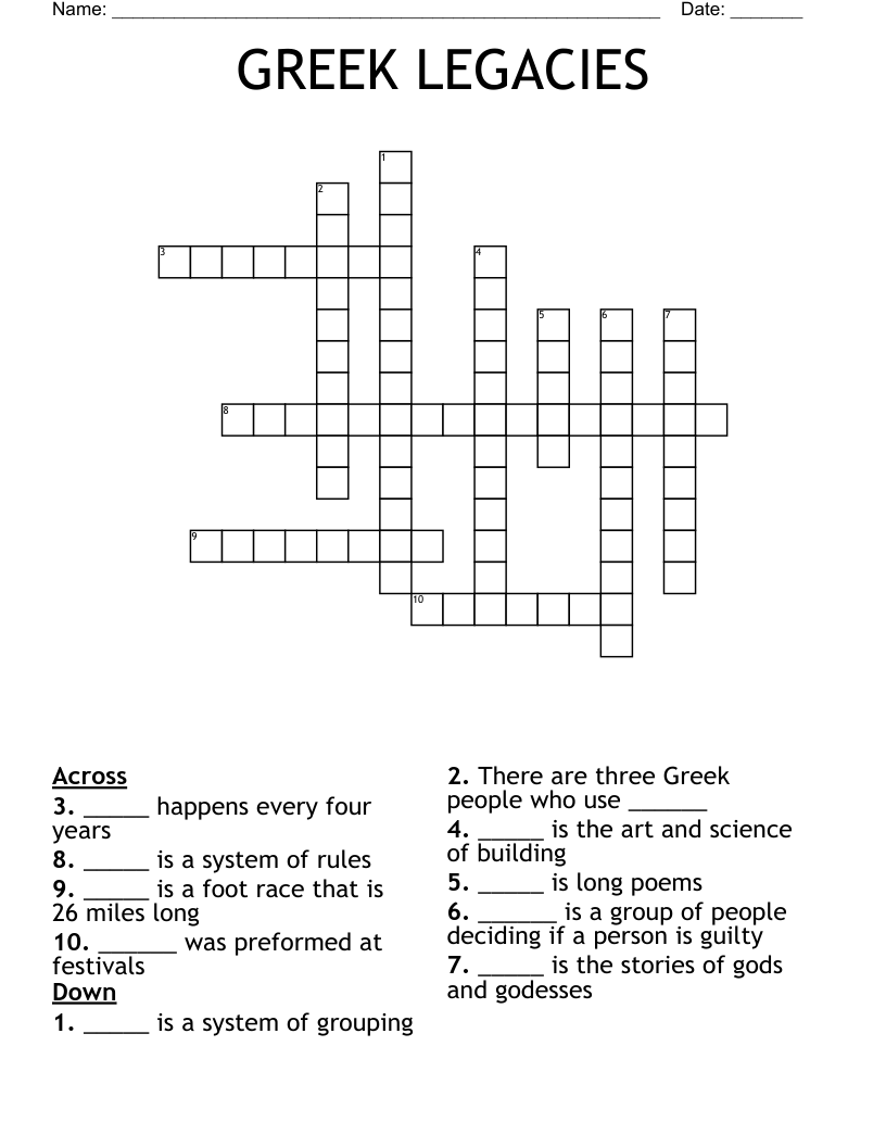 GREEK LEGACIES Crossword