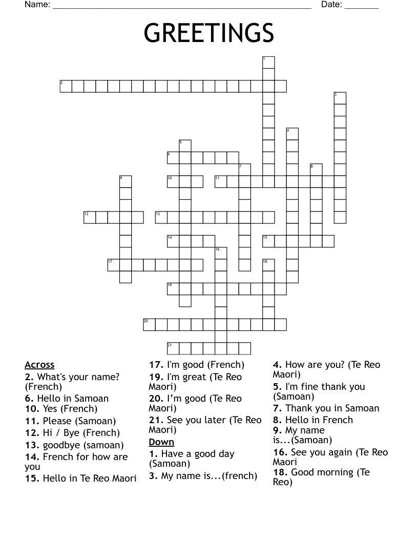 GREETINGS Crossword