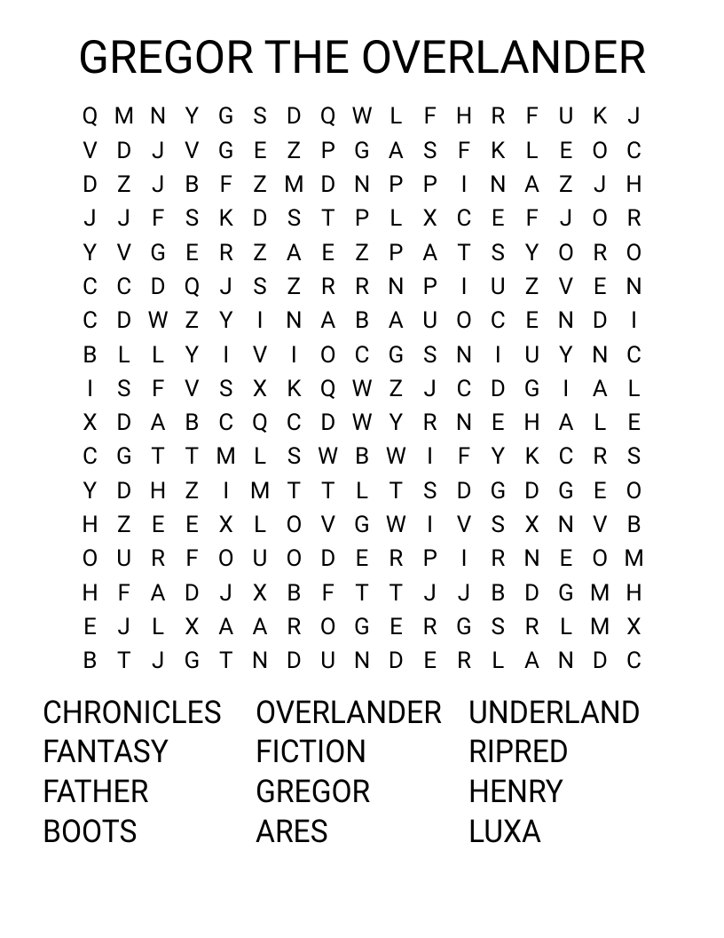 GREGOR THE OVERLANDER Word Search