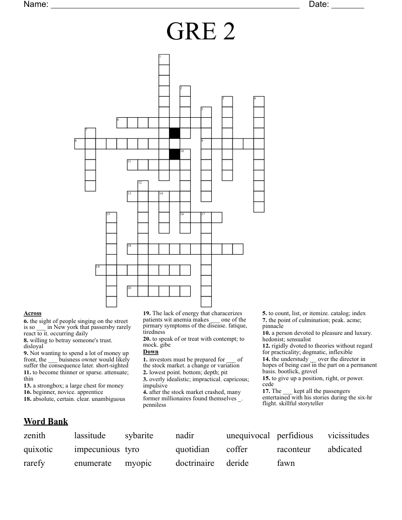 GRE 2 Crossword