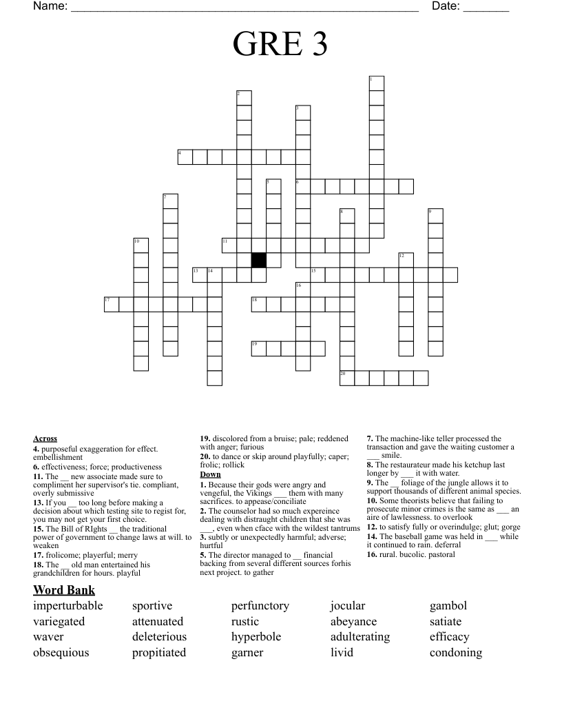GRE 3 Crossword