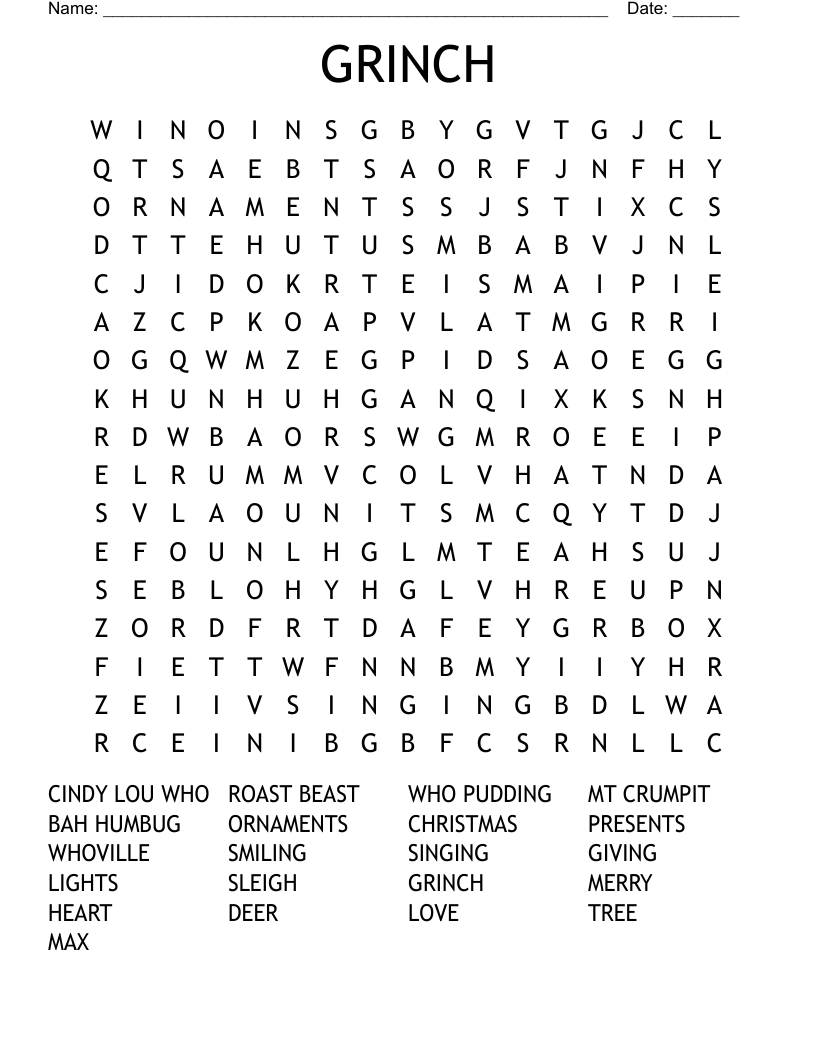 GRINCH Word Search