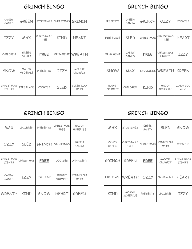 GRINCH BINGO