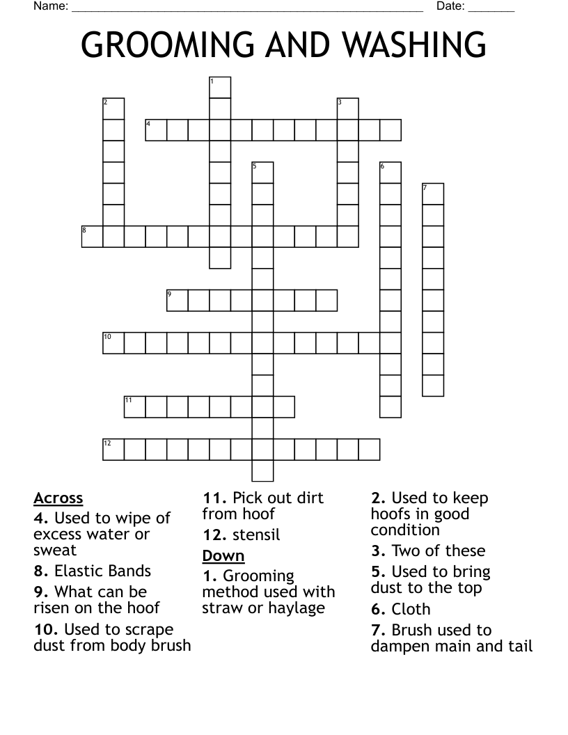 GROOMING AND WASHING Crossword
