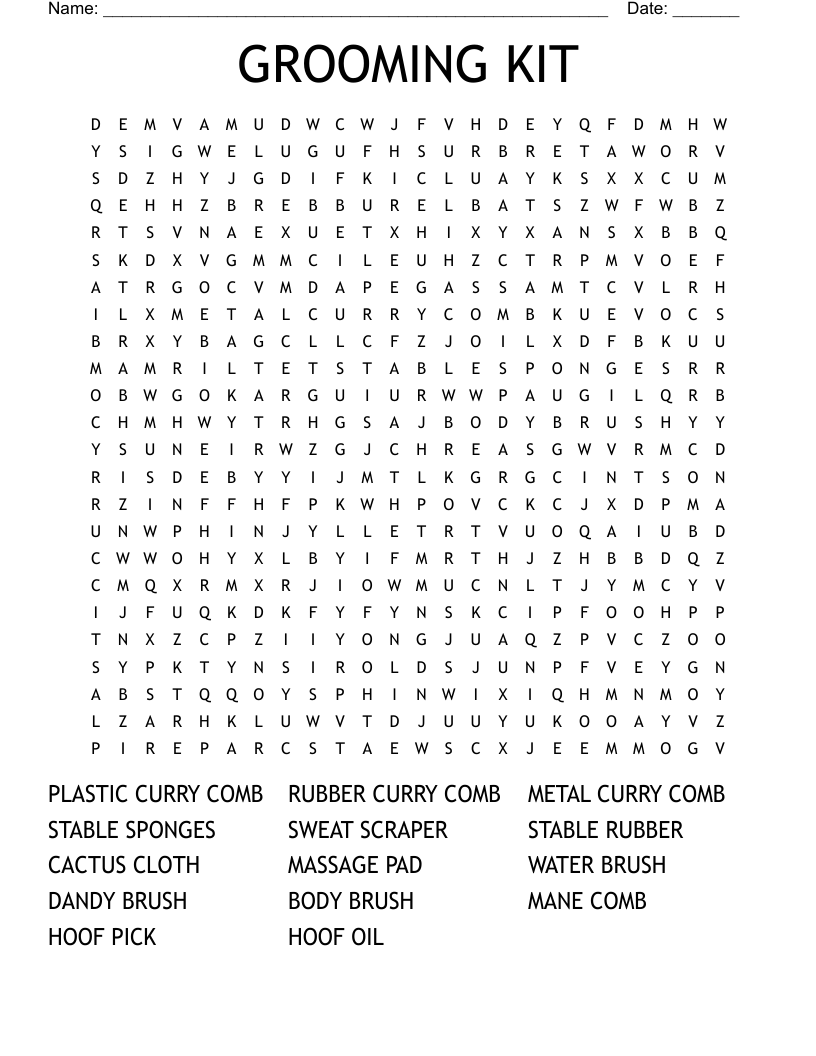 GROOMING KIT Word Search