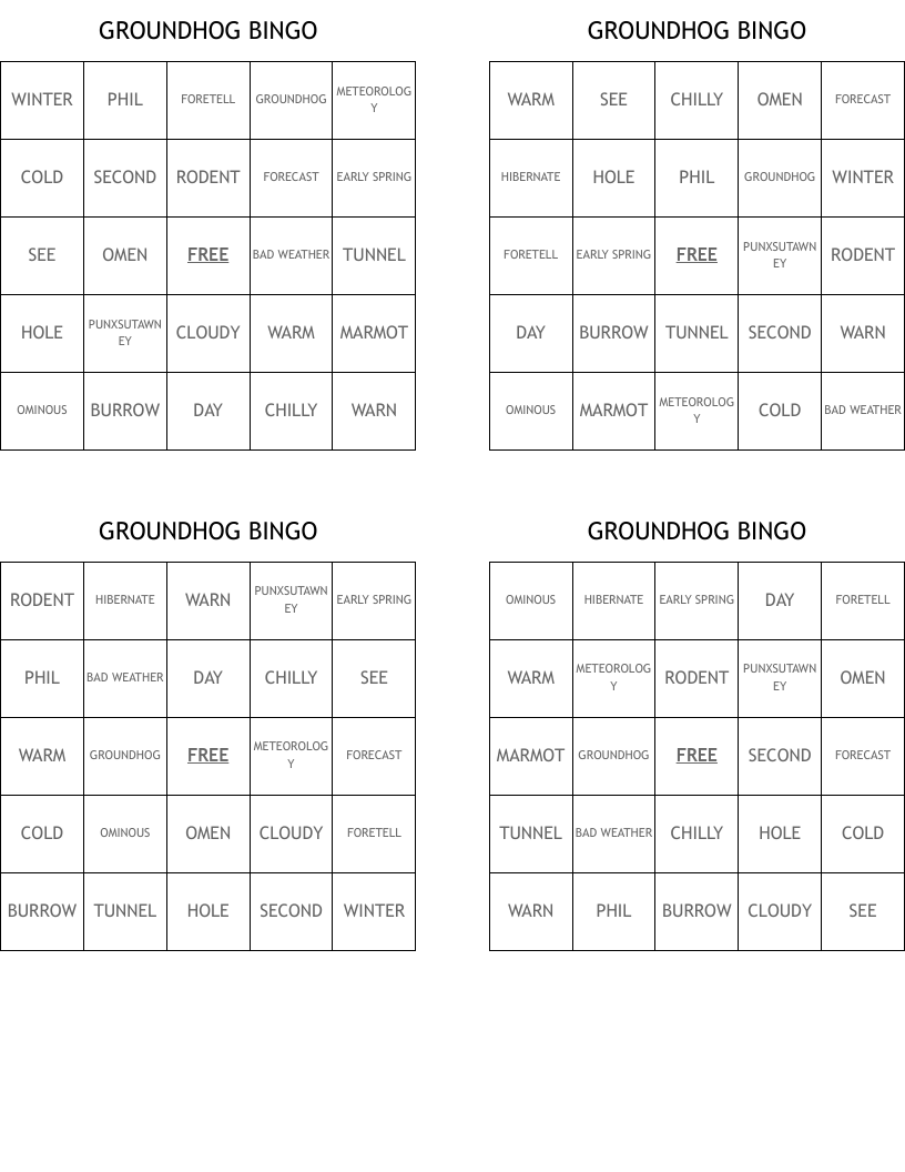 GROUNDHOG BINGO