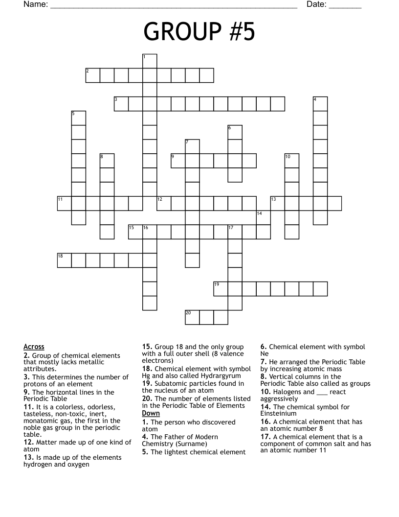 GROUP #5 Crossword
