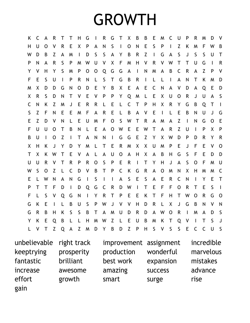 GROWTH Word Search