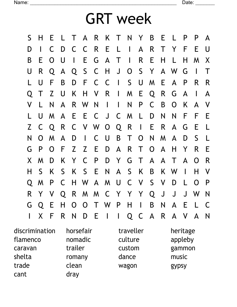 GRT week Word Search