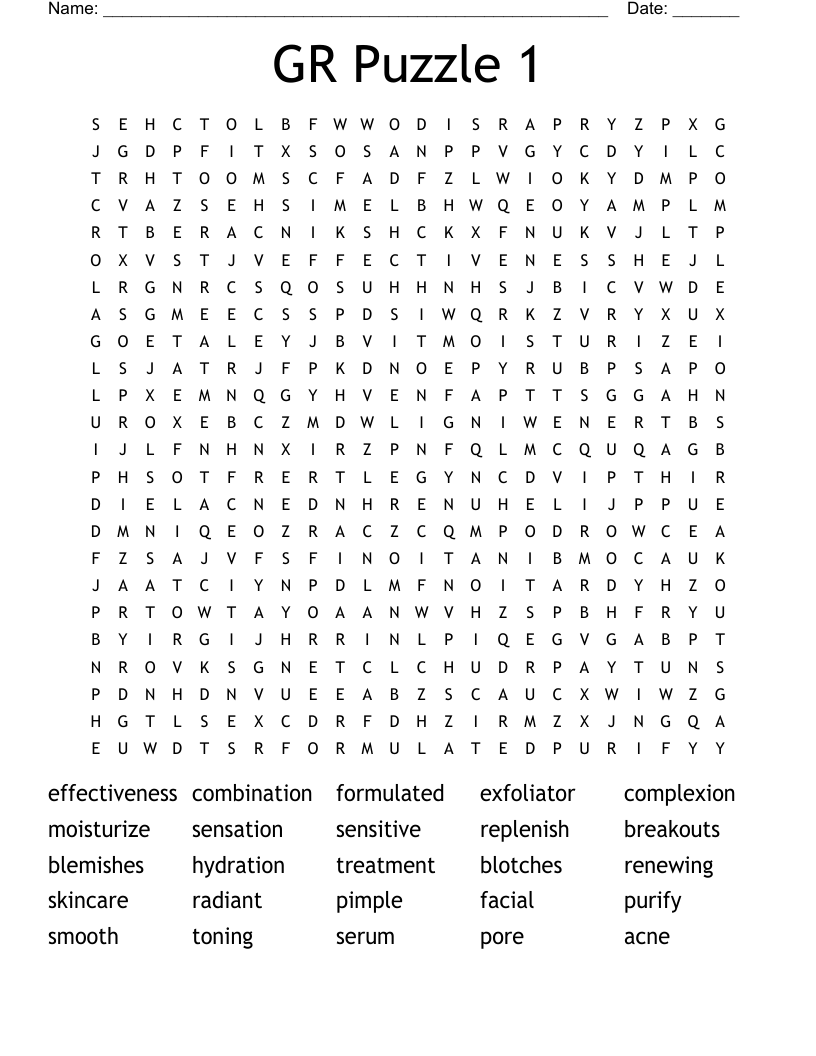 GR Puzzle 1 Word Search