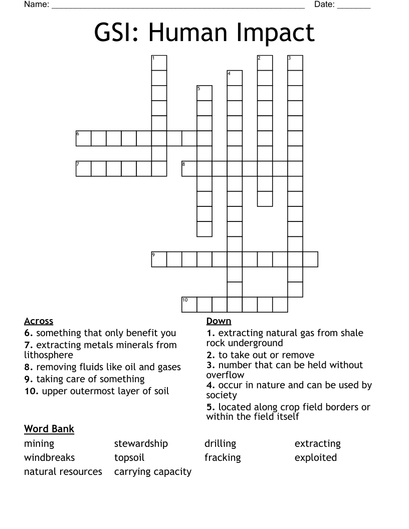 GSI: Human Impact Crossword