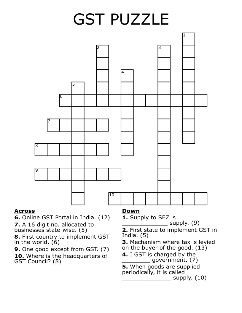 GST PUZZLE Crossword