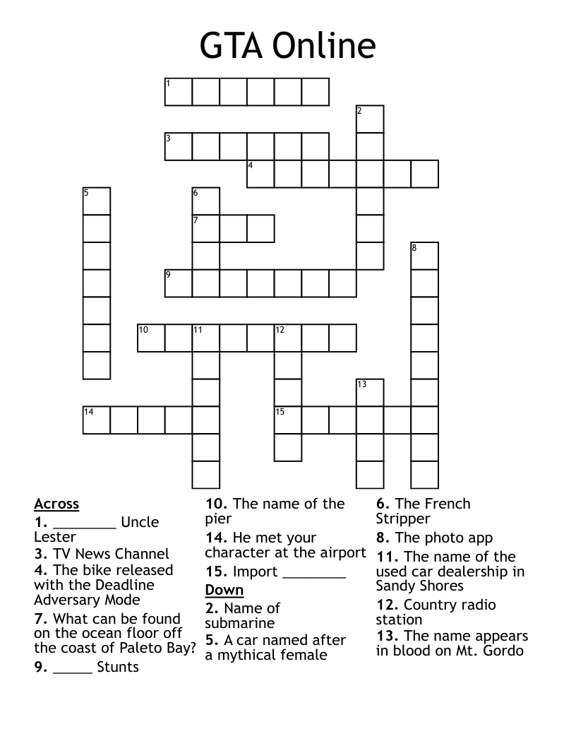 GTA Online Crossword