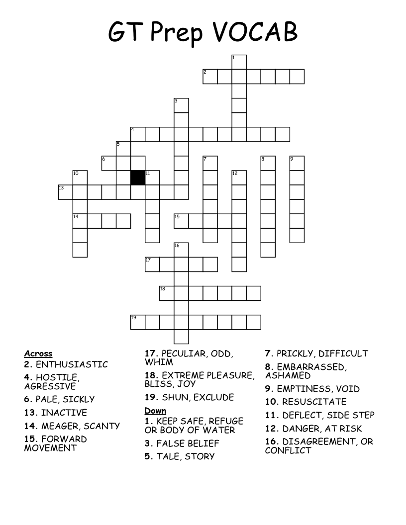 GT Prep VOCAB Crossword