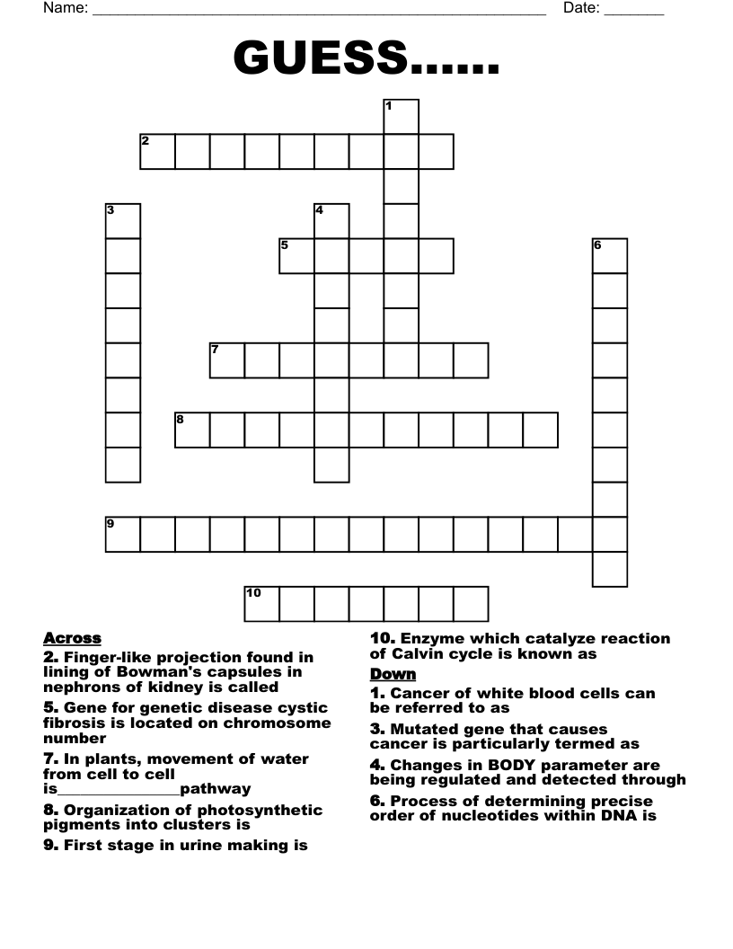 Biomolecule Crossword