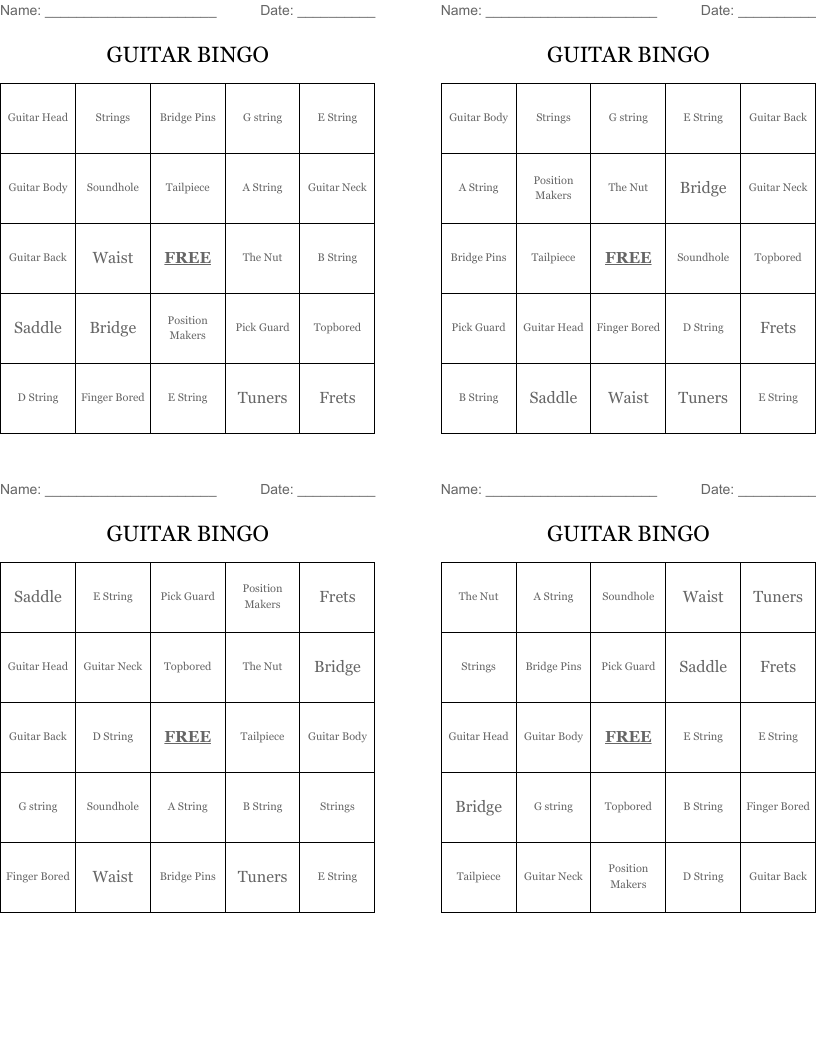GUITAR BINGO