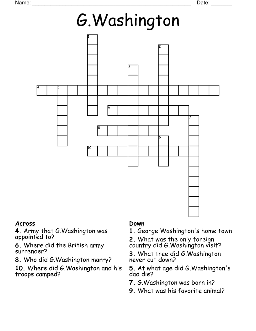 G.Washington Crossword