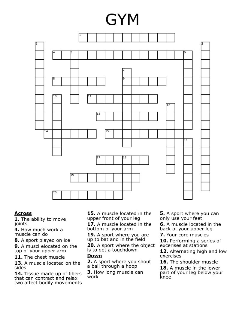 GYM Crossword