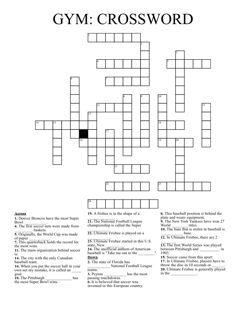 GYM: CROSSWORD