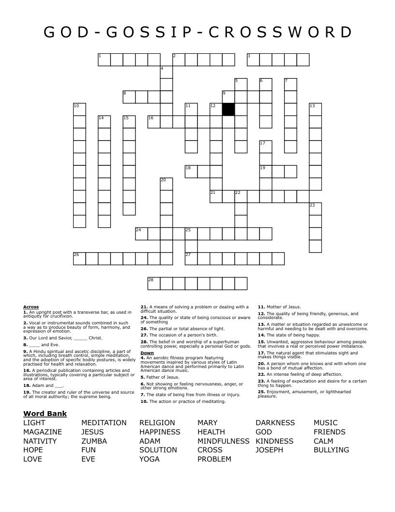 G O D - G O S S I P - C R O S S W O R D  Crossword