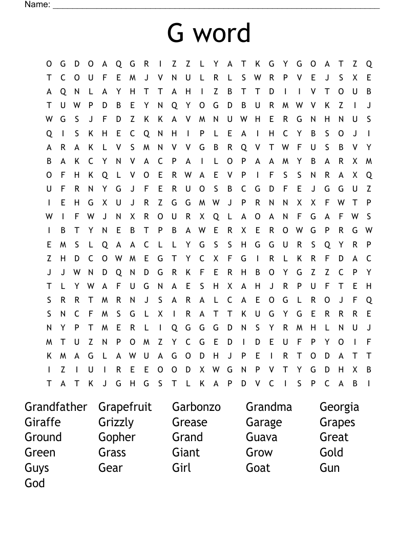G word Word Search