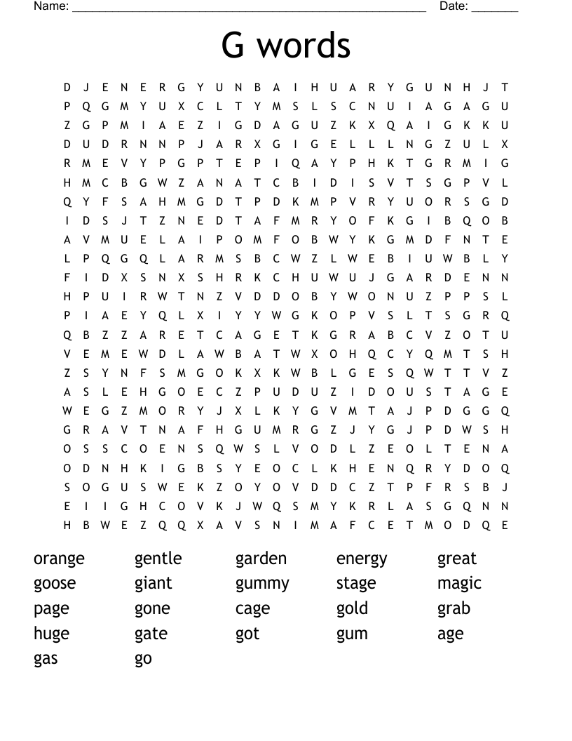 G words Word Search