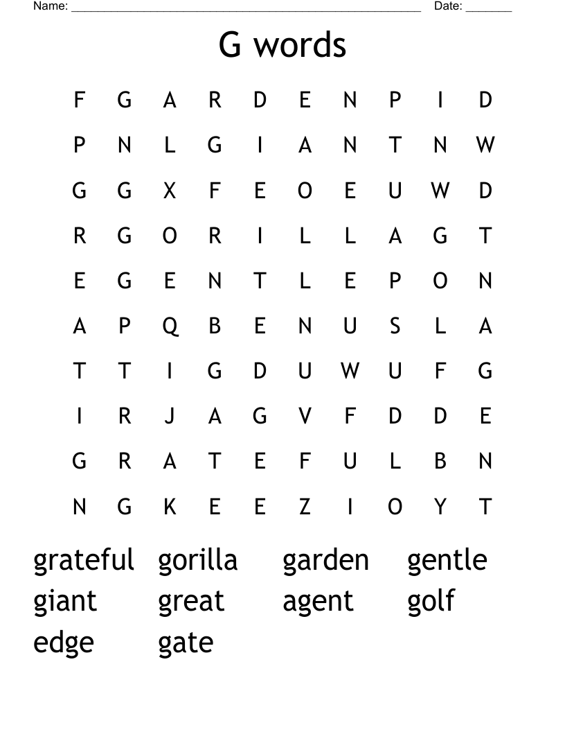 G words Word Search