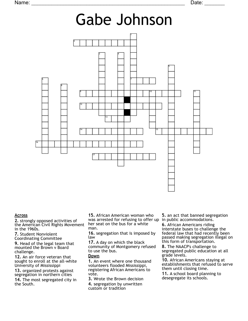 Gabe Johnson Crossword