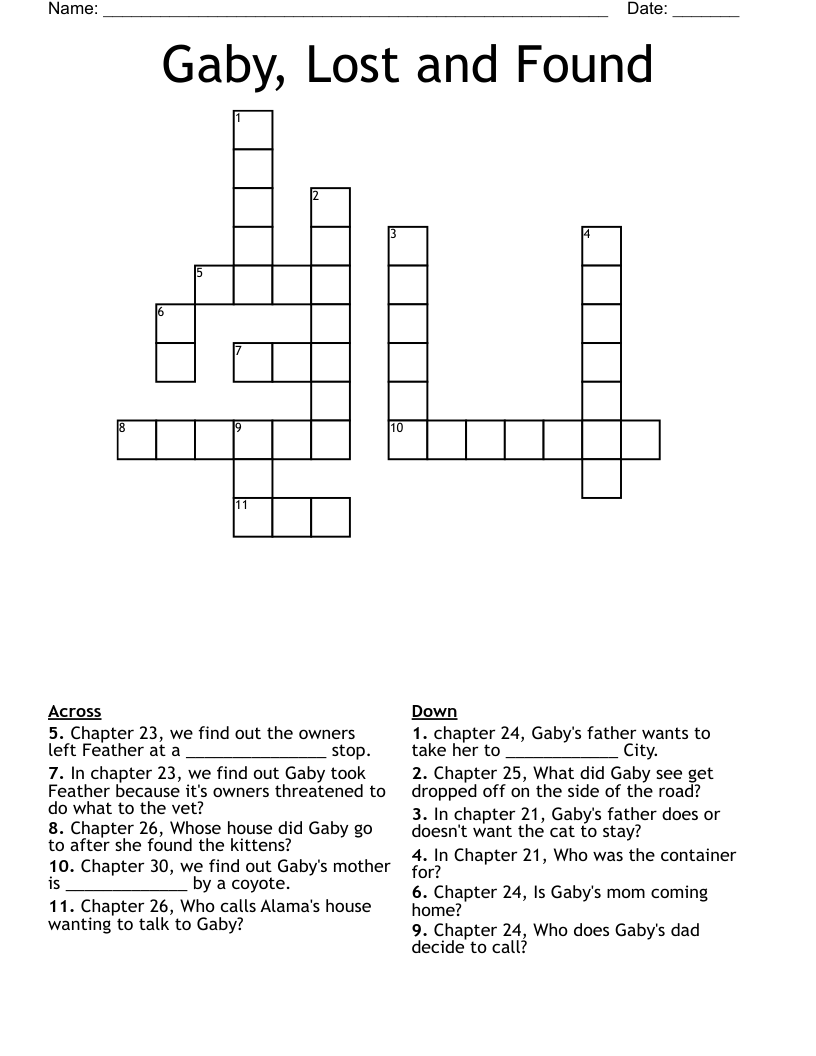 Gaby, Lost and Found Crossword