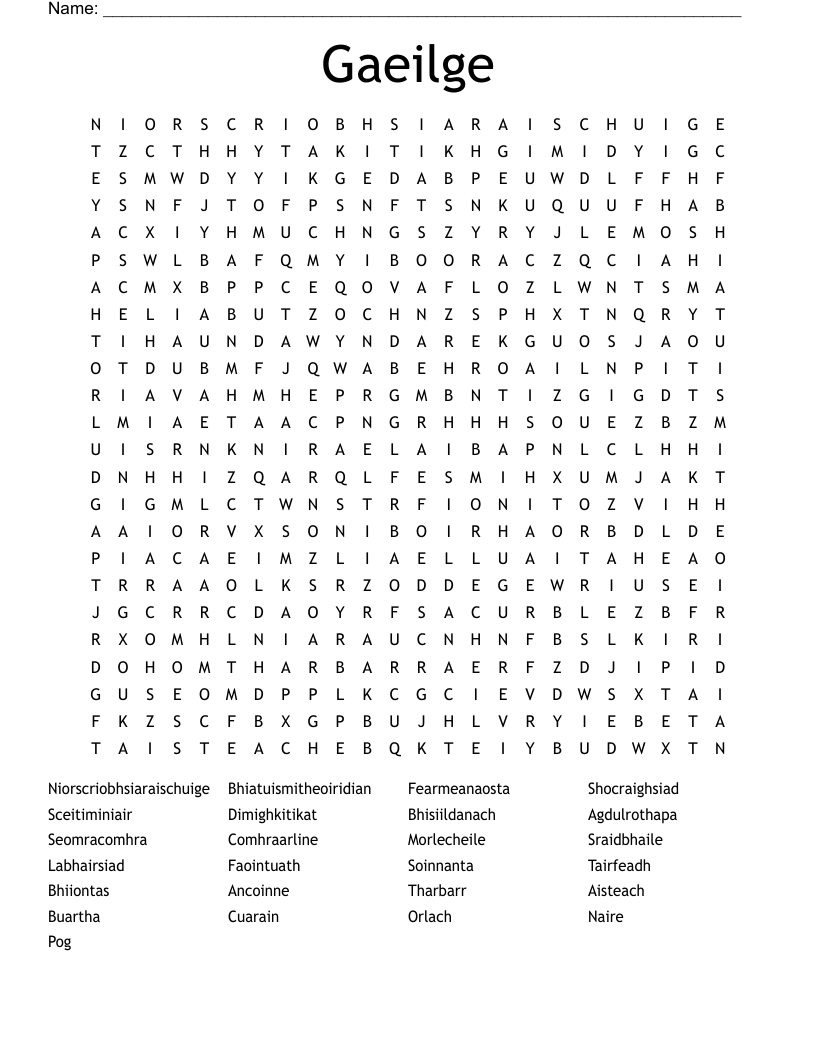 Gaeilge Word Search