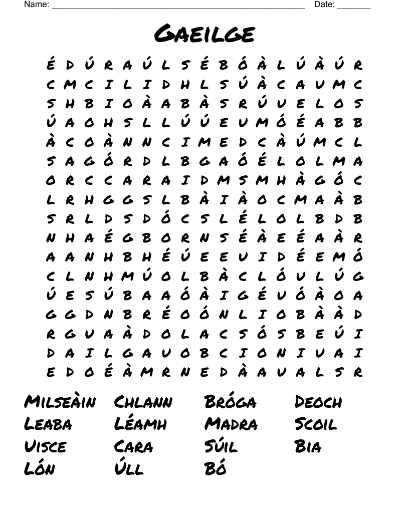 Gaeilge  Word Search