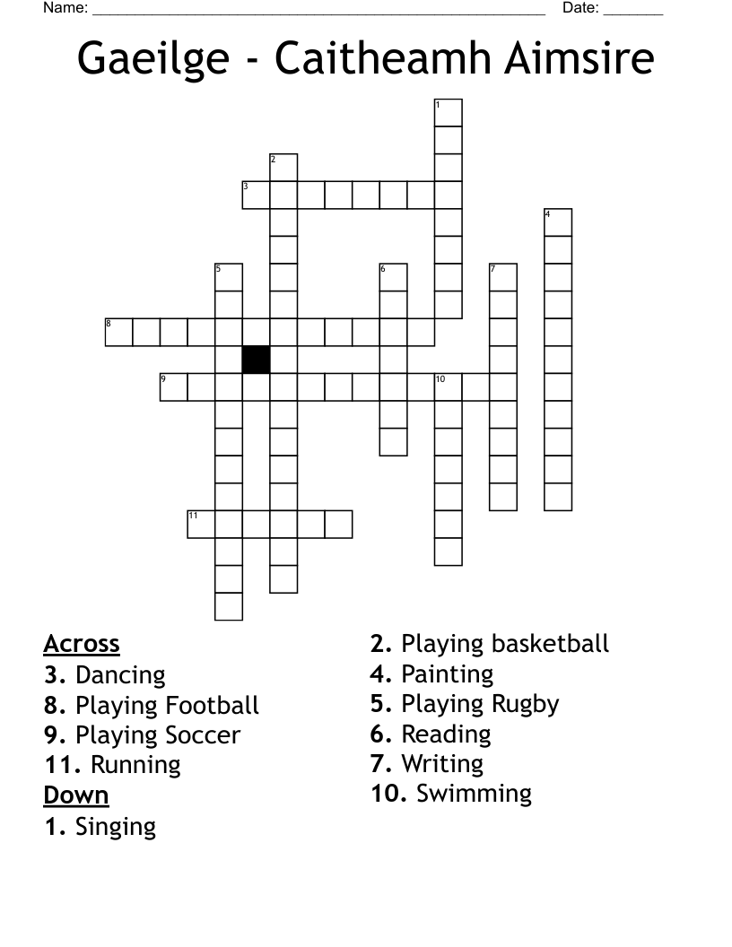 Gaeilge - Caitheamh Aimsire Crossword