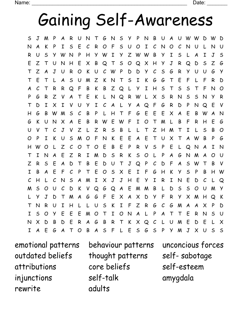 Gaining Self-Awareness Word Search