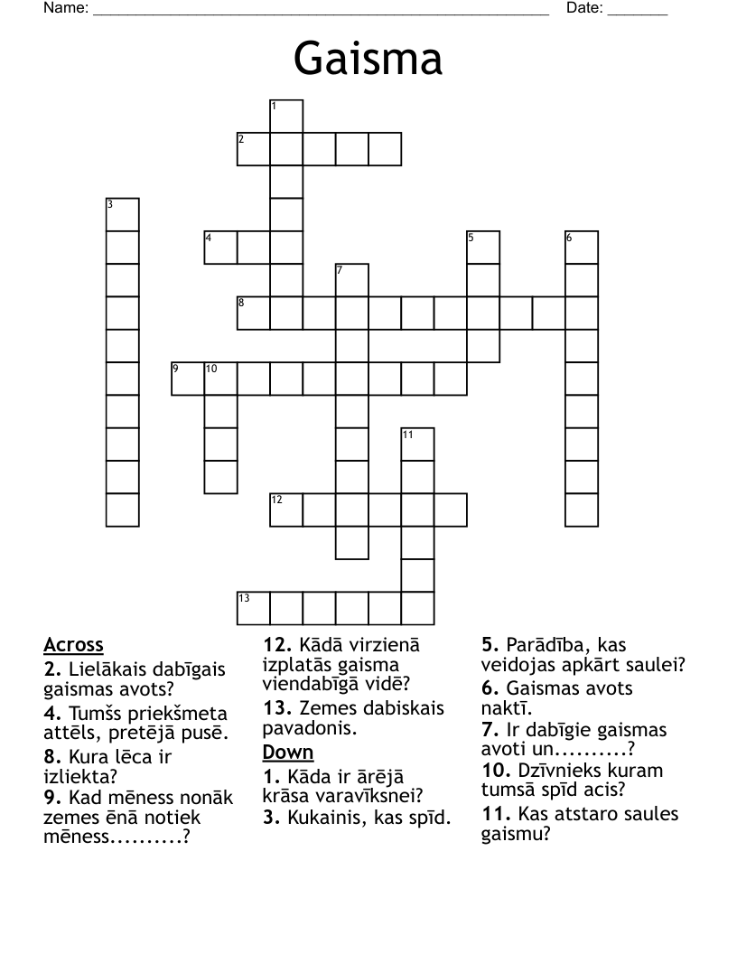 Gaisma Crossword
