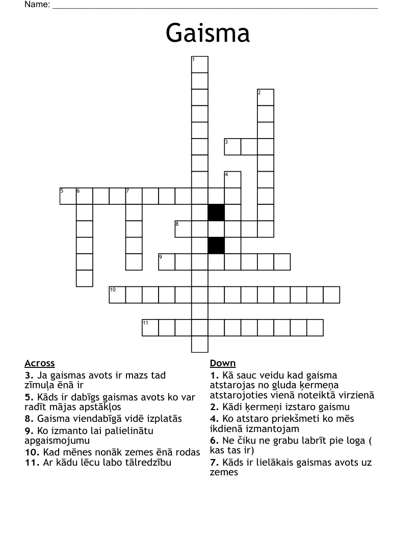 Gaisma Crossword