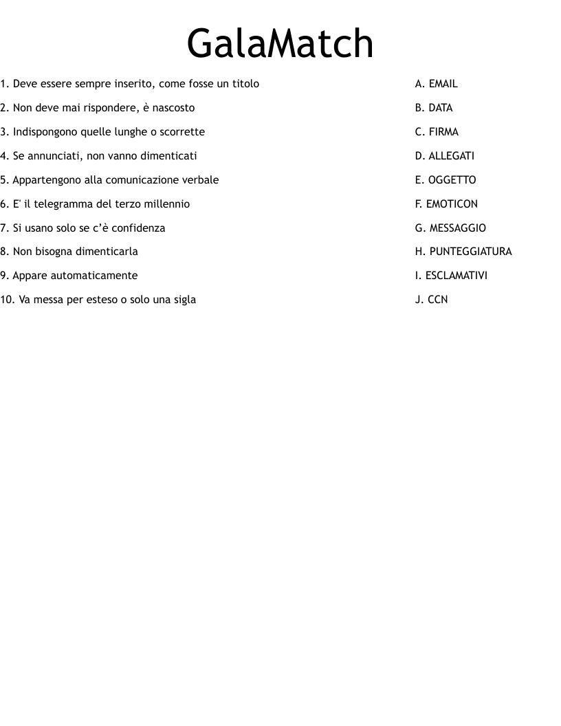 GalaMatch Worksheet